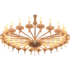 24 Arm Amber Glass Chandelier by Venini