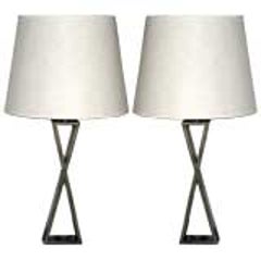 Pair of X-Form Table Lamps in the Manner of Jacques Quinet 1