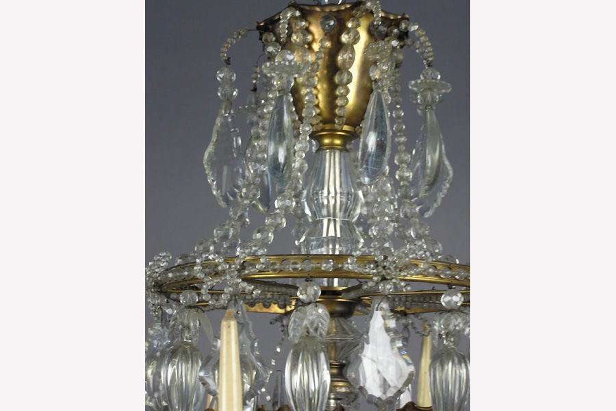 Bronzed French Crystal and Gilt Bronze Chandelier by Maison Baguès for Jansen For Sale