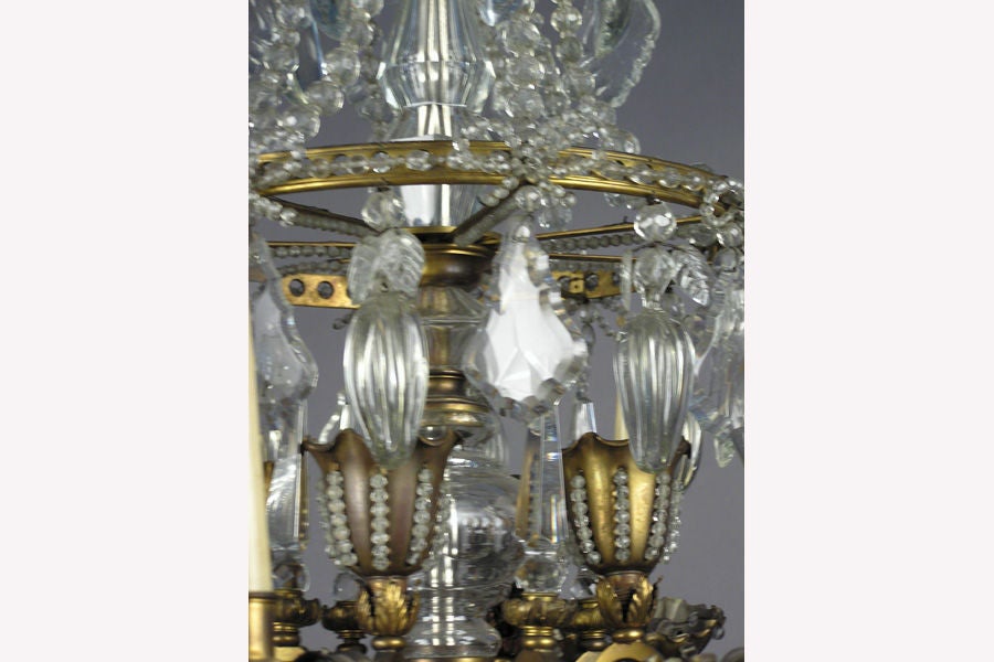 French Crystal and Gilt Bronze Chandelier by Maison Baguès for Jansen In Good Condition For Sale In New York, NY