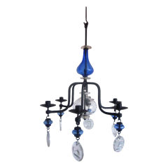 Vintage Erik Hoglund 6 Arm Handblown Chandelier