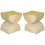 2 French Parchment Benches After Constantin Brancusi