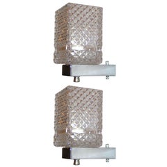 Two Pairs of Italian Cut Glass Sconces