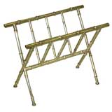French Mid-Century Modern Nickeled Brass Faux Bamboo Magazine Stand by Bagues