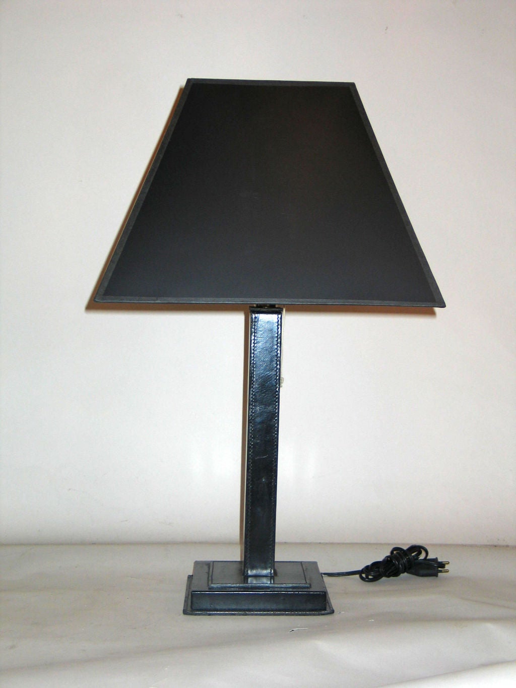 Hand Stitched Leather Desk Lamp Attributed to Hermes