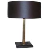 Burgundy Leather Table / Desk Lamp Attributed to Hermes