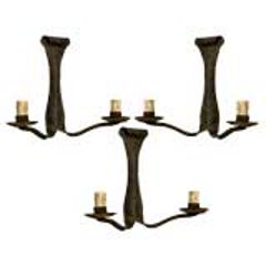 Pair of French Art Deco Wrought Iron Sconces 11