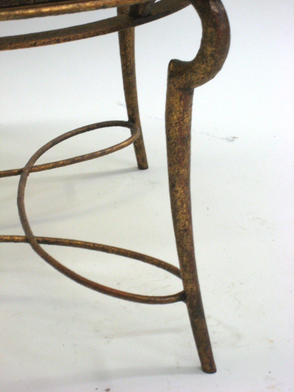 French Midcentury / Art Deco Gilt Wrought Iron Coffee Table by Rene Drouet, 1940 In Good Condition For Sale In New York, NY