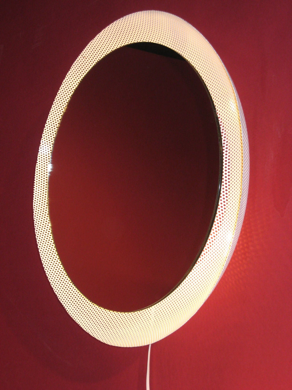 French Mid-Century Lighted Wall Mirror by Mathieu Mategot