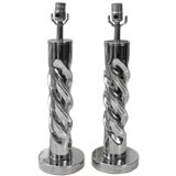 PAIR OF SPIRAL FORM TABLE LAMPS