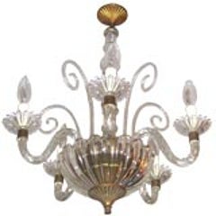 Four-Arm Murano Glass Chandelier Attributed to Barovier 6