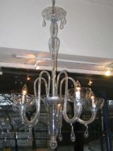 SEGUSO 5 Arm Light Blue Handblown  Glass Chandelier