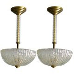 Two Handblown Murano Glass Pendants / Fixtures by Barovier & Toso 5
