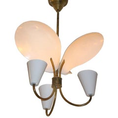 French Mid-Century Modern Reflector Chandelier Attributed to Jacques Biny, 1950