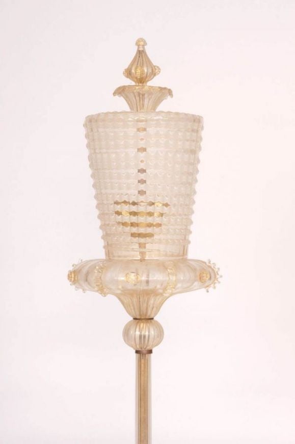 Hand-Crafted Italian Mid-Century Modern Neoclassical Murano / Venetian Glass Floor Lamp For Sale