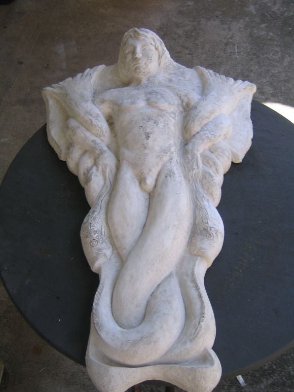 Large Wall Base Relief Sculpture of a Sea God For Sale