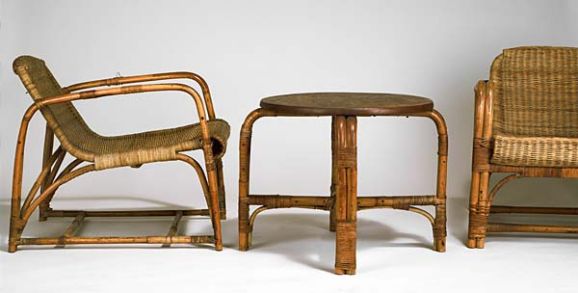 Pair of Bauhaus Armchairs and Table by Erich Dieckmann