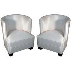 Pair Italian Mid-Century Modern Lounge / Slipper Chairs, Guglielmo Ulrich, 1930