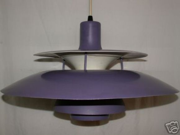 Danish Mid-Century Modern pendant/chandelier/fixture (PH 4/5) by Poul Henningsen for Louis Poulsen in a Rare Lilac Color. 

Height of fixture without suspension cord is 12'. Suspension is adaptable to need and can flush mount, if desired.