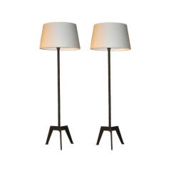 Pair of French, 1940s Style Wrought Iron Standing Lamps 9