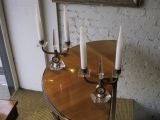 Pair of Glass Lighted Candlestick Form Table Lamps