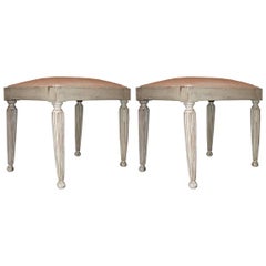 Pair of French Stools in the Style of Louis XVI