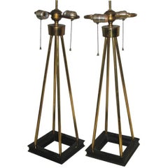 Pair of Pyramidal Form Table Lamps