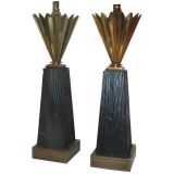 Pair of Crown Form Table Lamps