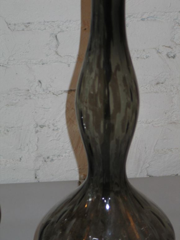 Italian Mid-Century Modern, Hand Blown, Grey Murano / Venetian Glass Table Lamp In Good Condition In New York, NY