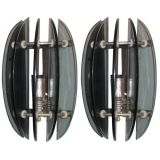 Pair of Italian Mid-Century Modern Green Glass Sconces in Style of Fontana Arte