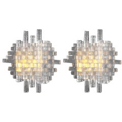 Pair of Latticed Glass Wall Sconces by Mazzega