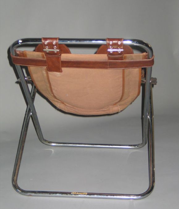 Mid-Century Modern Paire de fauteuils de salon pliables en cuir de style français moderne du milieu du siècle dernier par Lama en vente