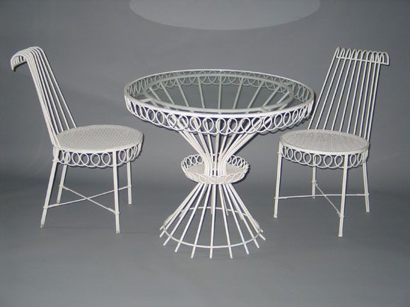 Wrought Iron Table and 2 Chairs by Mathieu Mategot