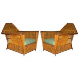 Ensemble of  Split Reed Porch Furniture / 4 Pieces