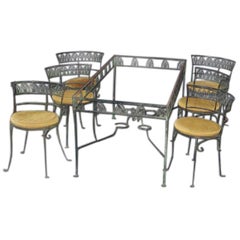 French Dining Set in Hand Wrought Iron with 6 Chairs