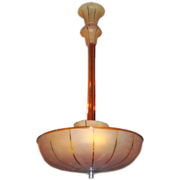 Italian Mid-Century Modern Amber Murano / Venetian Glass Chandelier or Pendant