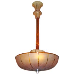 Italienischer Mid-Century Modern Bernstein Murano / venezianisches Glas Kronleuchter oder Pendelleuchte