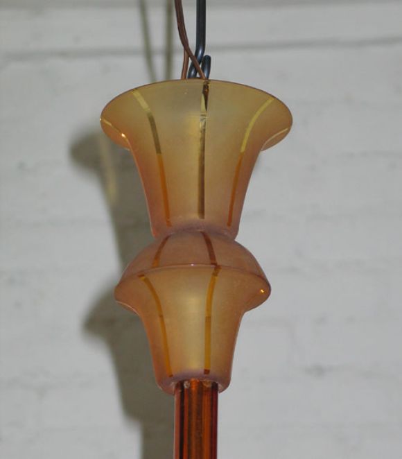 Italian Mid-Century Modern Amber Murano / Venetian Glass Chandelier or Pendant In Distressed Condition For Sale In New York, NY