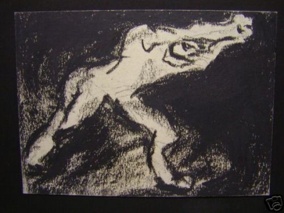 2 Powerful Expressionist Drawings by Bauhaus Student of Kandinsky, Hans Kessler.