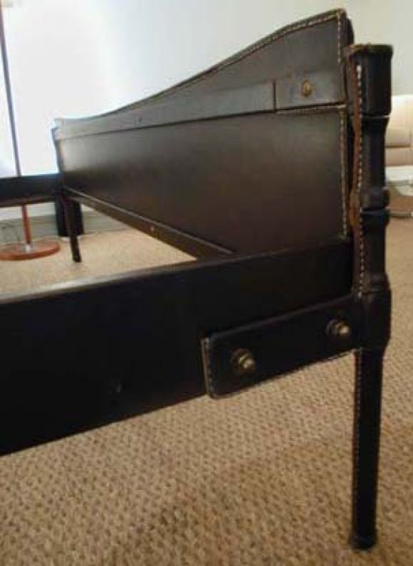 RARE & IMPORTANT LEATHER BED by JACQUES ADNET
