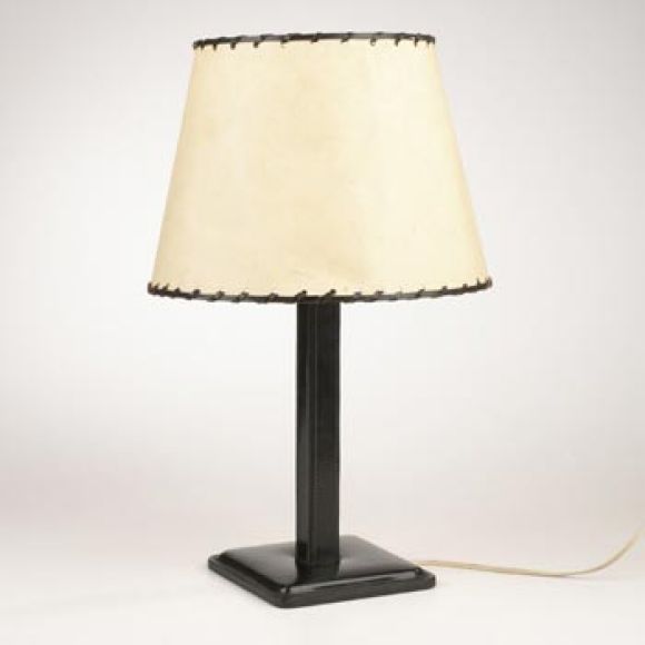 1 French Hand-Stitched Leather Table Lamp by Jacques Adnet In Good Condition In New York, NY