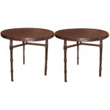 Adnet Rare Leather Side Tables, c. 1950