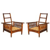 Antique Pair of Classic Spindle Arm Chairs in the Manner of Wm Morris
