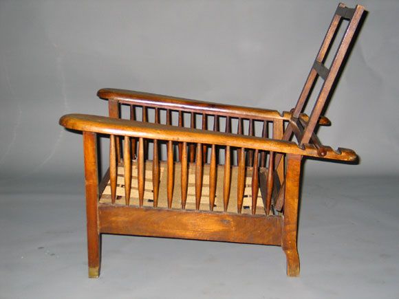 French Pair of Classic Spindle Arm Chairs in the Manner of Wm Morris