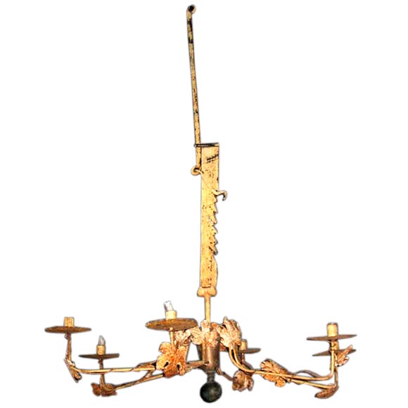 6 Arm French Rustic Chandelier For Sale