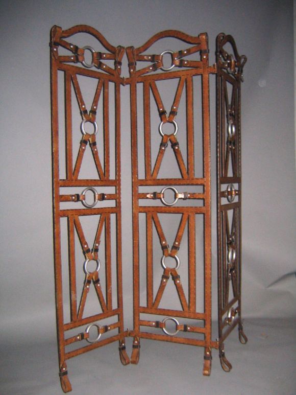 3 Panel Screen in the Style of Jacques Adnet