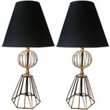 PAIR OF WIRE TABLE LAMPS