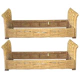 Rare Pair of Day Beds in Cord by Minnoux