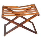 Leather Strap Luggage Rack/ Side Table in the Manner of Perriand