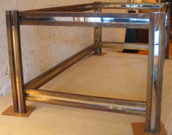 Bronze and Chrome Bi-Level Cocktail Table